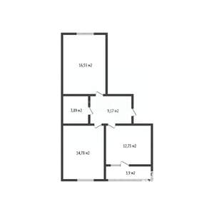 2-к квартира, вторичка, 58м2, 9/9 этаж