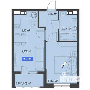 1-к квартира, вторичка, 34м2, 2/5 этаж