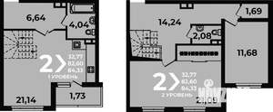 2-к квартира, вторичка, 84м2, 18/19 этаж