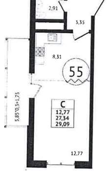 Студия квартира, вторичка, 29м2, 5/18 этаж