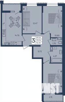 3-к квартира, вторичка, 76м2, 16/18 этаж