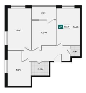 3-к квартира, вторичка, 69м2, 11/18 этаж