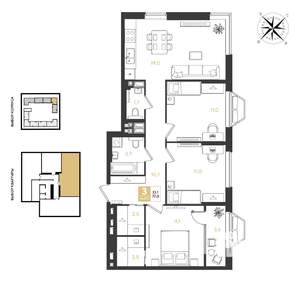 3-к квартира, вторичка, 77м2, 5/18 этаж