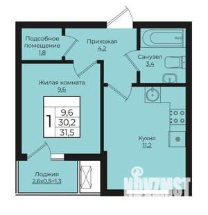 1-к квартира, вторичка, 32м2, 1/7 этаж