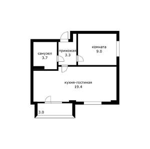 1-к квартира, вторичка, 39м2, 2/3 этаж