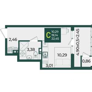 Студия квартира, вторичка, 22м2, 8/18 этаж