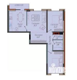 3-к квартира, вторичка, 72м2, 1/9 этаж