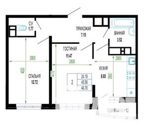2-к квартира, вторичка, 47м2, 10/25 этаж