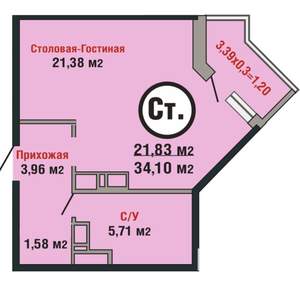 1-к квартира, вторичка, 37м2, 9/19 этаж
