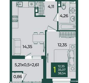 1-к квартира, вторичка, 39м2, 9/18 этаж