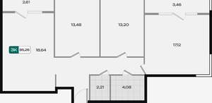 3-к квартира, вторичка, 85м2, 2/9 этаж