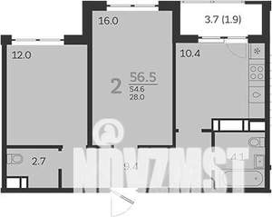 2-к квартира, вторичка, 57м2, 20/24 этаж