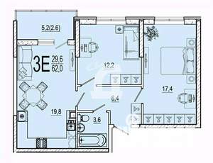 2-к квартира, вторичка, 62м2, 10/23 этаж