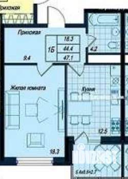 1-к квартира, вторичка, 47м2, 9/16 этаж