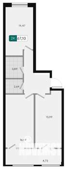 2-к квартира, вторичка, 67м2, 7/9 этаж