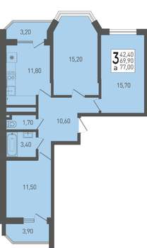 3-к квартира, вторичка, 77м2, 5/22 этаж
