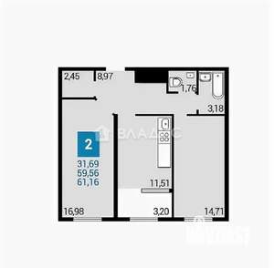 2-к квартира, вторичка, 62м2, 21/25 этаж