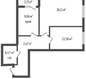 2-к квартира, вторичка, 62м2, 3/24 этаж