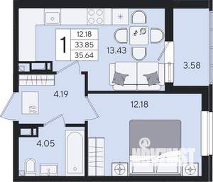 1-к квартира, вторичка, 36м2, 6/8 этаж