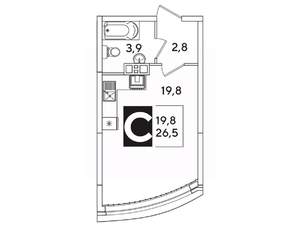 Студия квартира, вторичка, 27м2, 9/16 этаж