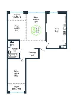 Студия квартира, вторичка, 85м2, 6/24 этаж