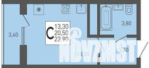 Студия квартира, строящийся дом, 24м2, 11/24 этаж