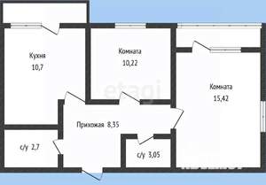 2-к квартира, вторичка, 51м2, 5/17 этаж