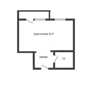 1-к квартира, вторичка, 28м2, 1/16 этаж