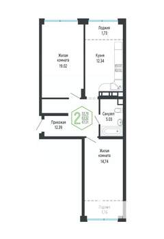 2-к квартира, вторичка, 67м2, 15/24 этаж