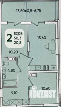 2-к квартира, вторичка, 57м2, 3/24 этаж
