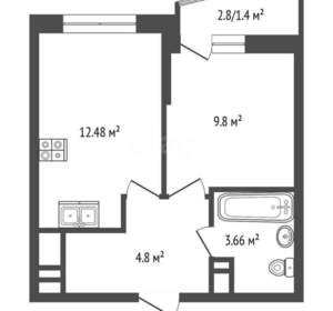 1-к квартира, вторичка, 33м2, 18/20 этаж