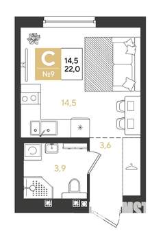 Студия квартира, строящийся дом, 22м2, 2/18 этаж