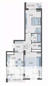 2-к квартира, вторичка, 73м2, 5/9 этаж