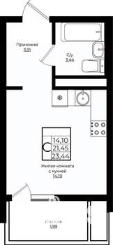 Студия квартира, вторичка, 23м2, 3/9 этаж