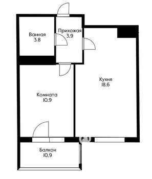 1-к квартира, вторичка, 40м2, 9/16 этаж