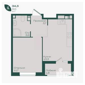 1-к квартира, вторичка, 34м2, 4/18 этаж