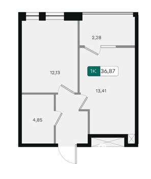 1-к квартира, вторичка, 37м2, 2/18 этаж