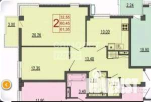 2-к квартира, вторичка, 61м2, 4/8 этаж