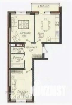 2-к квартира, сданный дом, 53м2, 2/9 этаж