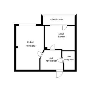 1-к квартира, вторичка, 40м2, 8/8 этаж