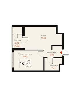 1-к квартира, вторичка, 35м2, 16/18 этаж