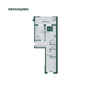2-к квартира, вторичка, 63м2, 5/18 этаж