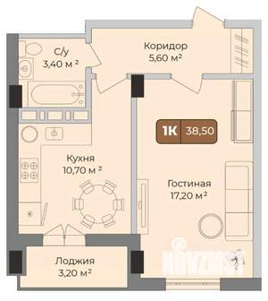 1-к квартира, вторичка, 39м2, 8/9 этаж