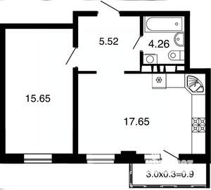 1-к квартира, вторичка, 43м2, 10/16 этаж