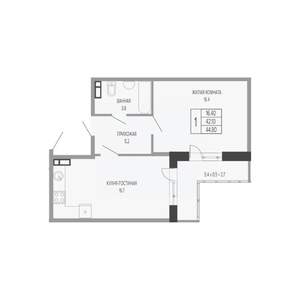 1-к квартира, вторичка, 45м2, 15/17 этаж