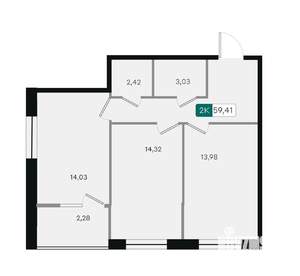 2-к квартира, вторичка, 59м2, 11/18 этаж