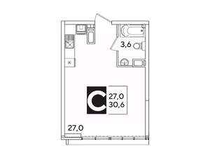 Студия квартира, вторичка, 31м2, 16/16 этаж