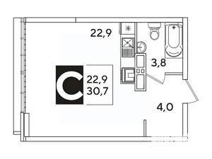 Студия квартира, вторичка, 31м2, 16/16 этаж