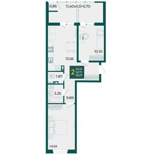 2-к квартира, вторичка, 59м2, 8/18 этаж