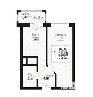 1-к квартира, вторичка, 31м2, 7/15 этаж
